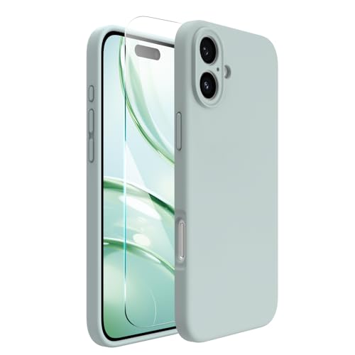 ACRONIX für iPhone 16 Hülle (6.1"), Hochwertige Silikon für iPhone 16 Handyhülle mit Kameraschutz und 1 Schutzfolien, 360° Rundumschutz, stoßfestes Mikrofaserfutter Case - Agavengrün von ACRONIX