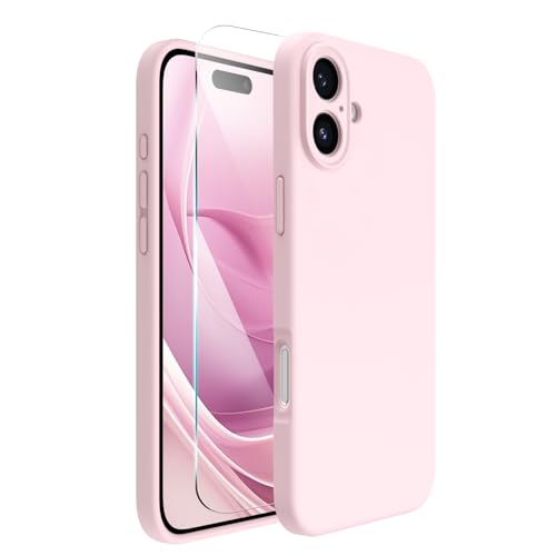 ACRONIX für iPhone 16 Hülle (6.1"), Hochwertige Silikon für iPhone 16 Handyhülle mit Kameraschutz und 1 Schutzfolien, 360° Rundumschutz, stoßfestes Mikrofaserfutter Case -Rosa von ACRONIX