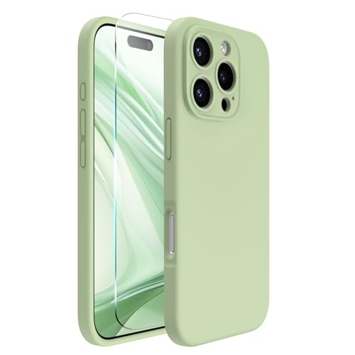 ACRONIX für iPhone 16 Pro Hülle(6.3"), Hochwertige Flüssigsilikon für iPhone 16 Pro Handyhülle mit Kameraschutz und 1 Schutzfolien, 360° Rundumschutz, stoßfestes Mikrofaserfutter Case -Hellgrün von ACRONIX