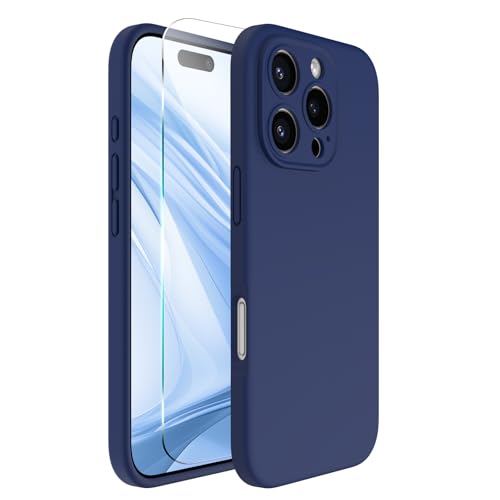ACRONIX für iPhone 16 Pro Hülle(6.3"), Hochwertige Flüssigsilikon für iPhone 16 Pro Handyhülle mit Kameraschutz und 1 Schutzfolien, 360° Rundumschutz, stoßfestes Mikrofaserfutter Case -Dunkelmarine von ACRONIX