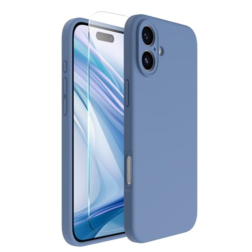 ACRONIX für iPhone 16 Hülle (6.1"), Hochwertige Silikon für iPhone 16 Handyhülle mit Kameraschutz und 1 Schutzfolien, 360° Rundumschutz, stoßfestes Mikrofaserfutter Case - Französisch Blau von ACRONIX