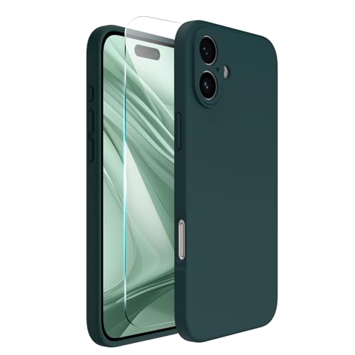 ACRONIX für iPhone 16 Hülle (6.1"), Hochwertige Silikon für iPhone 16 Handyhülle mit Kameraschutz und 1 Schutzfolien, 360° Rundumschutz, stoßfestes Mikrofaserfutter Case -Olivgrün von ACRONIX