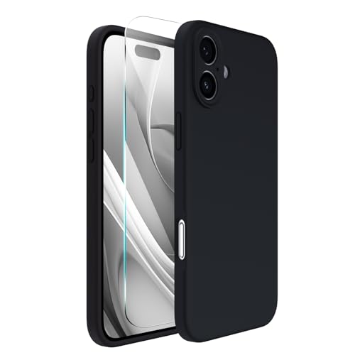 ACRONIX für iPhone 16 Hülle (6.1"), Hochwertige Silikon für iPhone 16 Handyhülle mit Kameraschutz und 1 Schutzfolien, 360° Rundumschutz, stoßfestes Mikrofaserfutter Case-Schwarz von ACRONIX