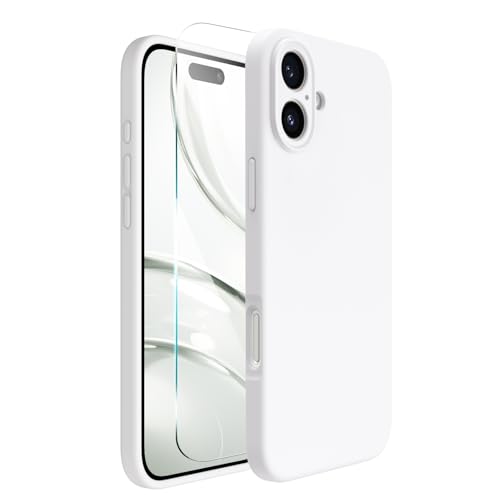 ACRONIX für iPhone 16 Hülle (6.1"), Hochwertige Silikon für iPhone 16 Handyhülle mit Kameraschutz und 1 Schutzfolien, 360° Rundumschutz, stoßfestes Mikrofaserfutter Case -Weiß von ACRONIX