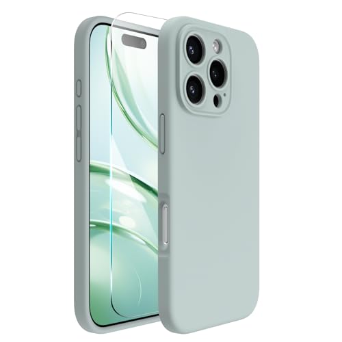 ACRONIX für iPhone 16 Pro Hülle(6.3"), Hochwertige Flüssigsilikon für iPhone 16 Pro Handyhülle mit Kameraschutz und 1 Schutzfolien, 360° Rundumschutz, stoßfestes Mikrofaserfutter Case - Agavengrün von ACRONIX