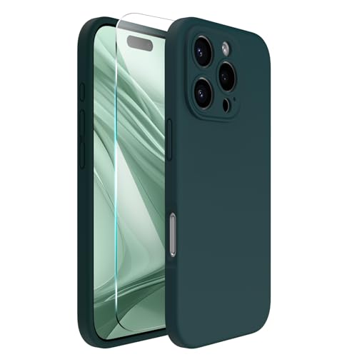 ACRONIX für iPhone 16 Pro Hülle(6.3"), Hochwertige Flüssigsilikon für iPhone 16 Pro Handyhülle mit Kameraschutz und 1 Schutzfolien, 360° Rundumschutz, stoßfestes Mikrofaserfutter Case -Olivgrün von ACRONIX