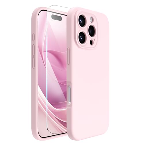 ACRONIX für iPhone 16 Pro Hülle(6.3"), Hochwertige Flüssigsilikon für iPhone 16 Pro Handyhülle mit Kameraschutz und 1 Schutzfolien, 360° Rundumschutz, stoßfestes Mikrofaserfutter Case -Rosa von ACRONIX