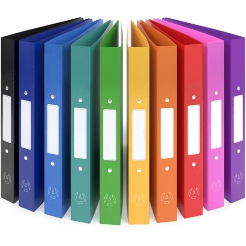 ACROPAQ - 10 x Ringbuch A4 - Mit 2 Ringen, Rückenbreite 3,5 cm, Regenbogen, Natur" Farbkollektion - Ringordner A4, Ordner, Ringmappe von ACROPAQ