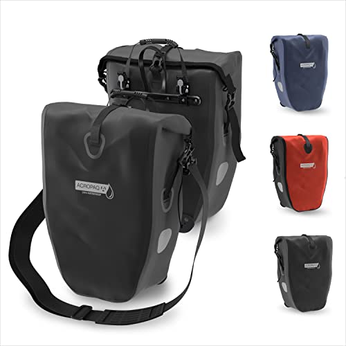 ACROPAQ - Große Fahrradtasche für Gepäckträger - 100% wasserdicht, 25 Liter Volumen, Mit Schultergurt und Tragegriff - Satteltasche, Gepäckträger Tasche, Tasche für Gepackträger - Schwarz von ACROPAQ