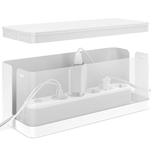 ACROPAQ Kabelbox - ganz einfach Kabel verstecken und Steckdosen verstecken, Medium (32 x 13,2 x 12,7 cm), Wasserfest, rutschfest, Kabelmanagement ohne Kabelsalat mehr - Weiß/Medium von ACROPAQ