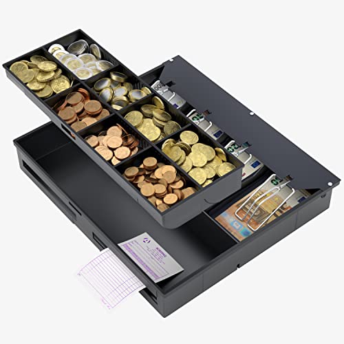 ACROPAQ - Kasseneinsatz – Kompatibel mit allen 41 cm breiten Kassenschublade, 4 Münz- und 8 Scheinfächer - Schwarz von ACROPAQ
