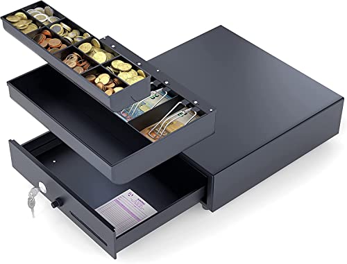 ACROPAQ Kassenschublade - Öffnung manuell mit Druckknopf, Kassenlade 33 x 33 cm, Unterbau geeignet - Kasse, Cash Register, Bargeldkasse - Schwarz von ACROPAQ