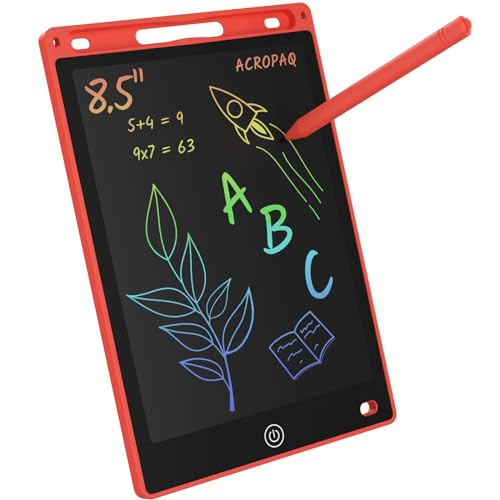 ACROPAQ LCD Schreibtafel Kinder - Rot 8.5-Zoll LCD Maltafel Kinder - Tragbare Schreibtafel Kinder mit Farbbildschirm, Stift - Das perfekte Geschenk für Kinder jeden Alters von ACROPAQ