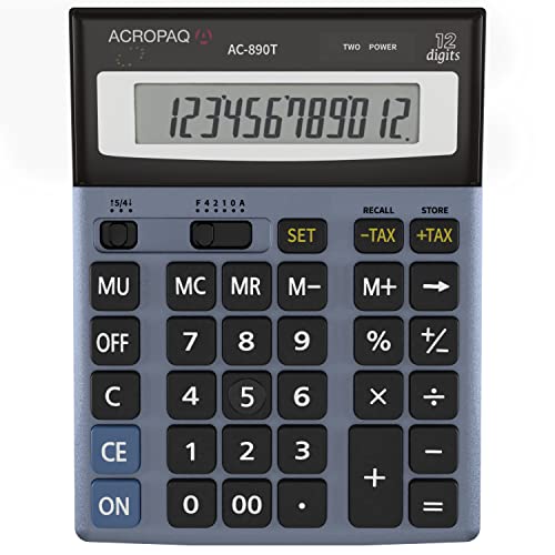 Taschenrechner mit großen Tasten, Großes Display, Batterie und Solar - Tischrechner - ACROPAQ von ACROPAQ