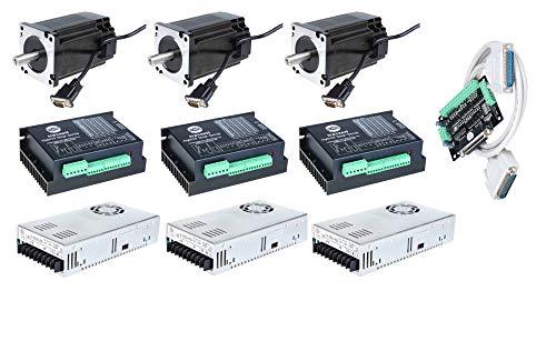 DE-SHIP FREE 3Axis 34SSM5460-EC1000 Step-Servo Encoder 1000PPR Nema34 Closed Loop Motor Bipolar 171mm 1700oz Keyway Shaft 6A 1.8° + HBS86H + 350W 60V Encoder EC1000 CNC OEM ACT MOTOR GmbH von ACT Motor