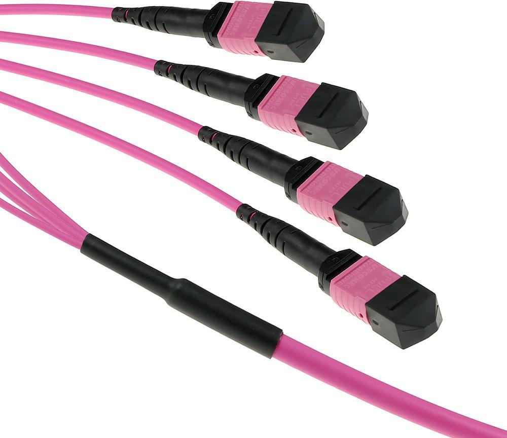 ACT 15 meter Multimode 50/125 OM4(OM3) polarity A fiber trunk cable with 4 MTP/MPO female connectors each side 15M 4X MTP(F) 50/125 OM4 PA TR (DC5404) von ACT