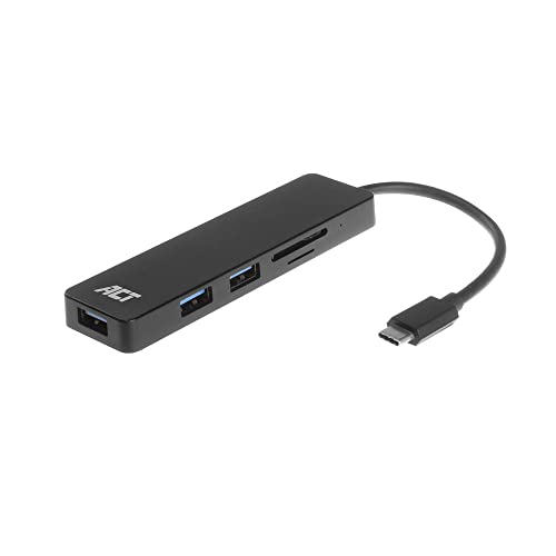 ACT 5 in 1 USB C Hub, 3-Port USB Hub 3.0, SD/microSD/TF Kartenleser, Kompatibel mit USB C Laptops - AC6405 von ACT