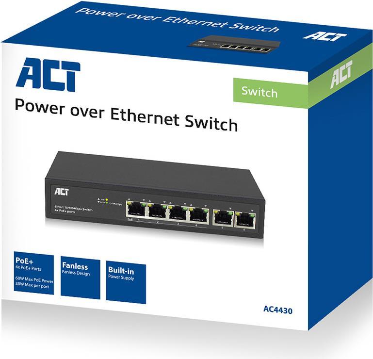 ACT AC4430 Netzwerk-Switch Managed Fast Ethernet (10/100) Schwarz Power over Ethernet (PoE) (AC4430) von ACT