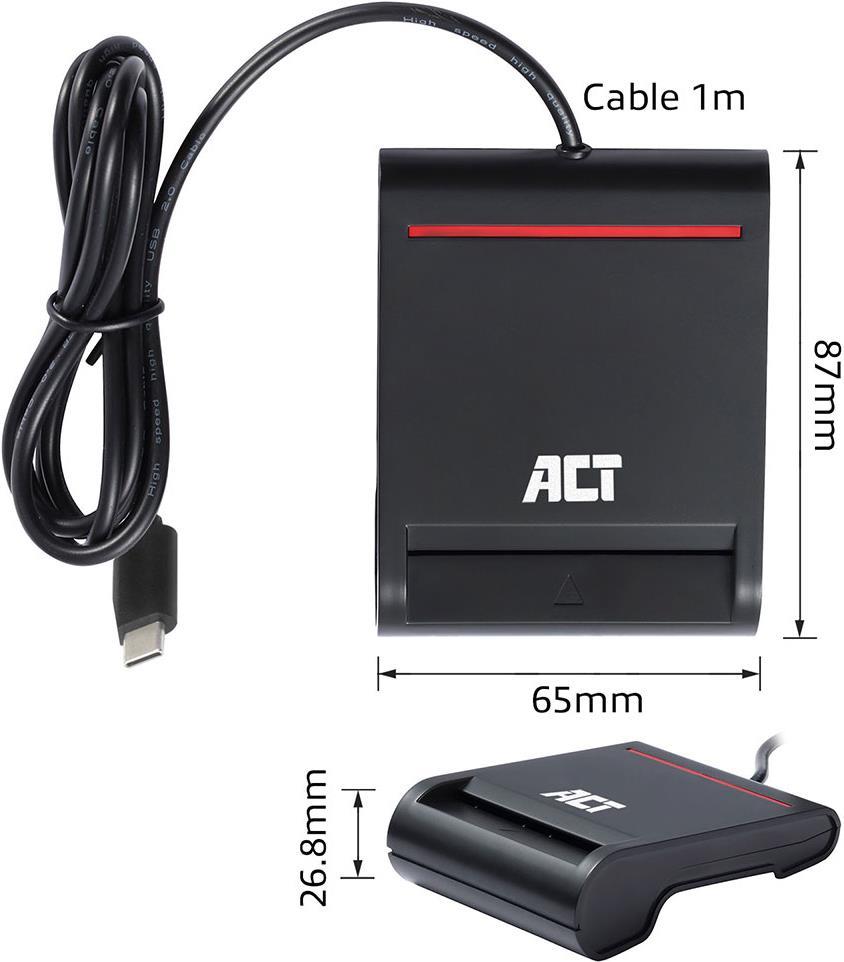 ACT AC6020 Smart-Card-Lesegerät Indoor USB USB 2.0 Schwarz (AC6020) von ACT
