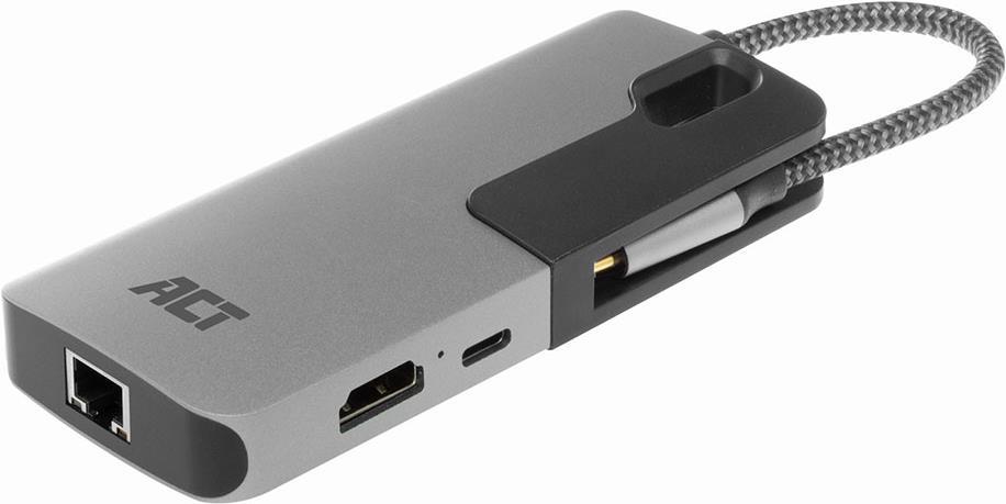 ACT AC7042 Notebook-Dockingstation & Portreplikator Verkabelt USB 3.2 Gen 1 (3.1 Gen 1) Type-C Schwarz - Grau (AC7042) von ACT