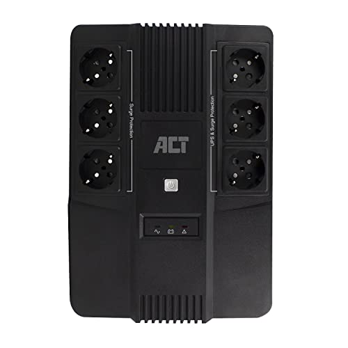 ACT Back-up USV Unterbrechungsfreie Stromversorgung Line Interactive, 600VA Batterie UPS Power Supply, (6 Schuko Ausgänge, Überspannungsschutz), AVR – AC2300 von ACT