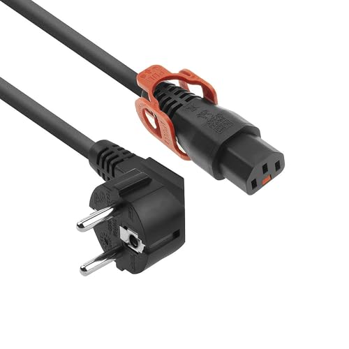 ACT C13 IEC Lock+ Netzkabel, Kaltgerätekabel 2 Meter, C13 Buchse nach CEE 7/7 Stecker, für PDU, Server, Netzwerkgeräte – AK5151 von ACT