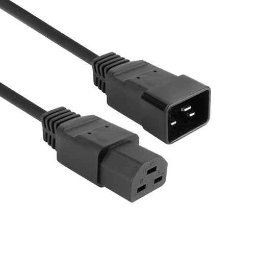 ACT C20 – C21 Stromkabel, C21 Buchse auf C20 Stecker Verlängerungskabel, IEC 60320 Netzkabel 1m, für Server PDU, USV Stromversorgung – AK5343 von ACT