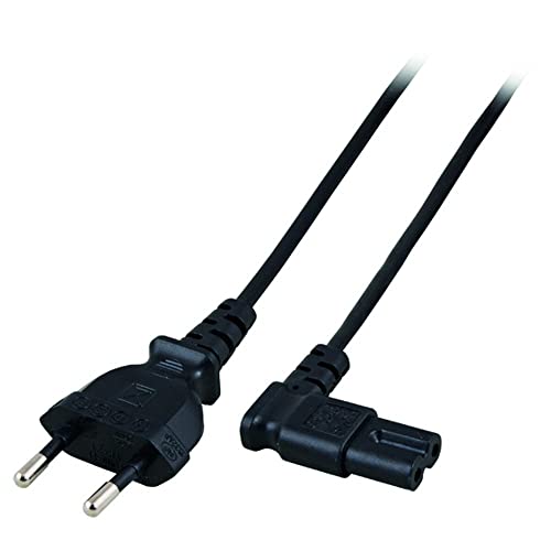 ACT C7 Kabel 2m, Euro Netzkabel C7 Stromkabel Type C Eurostecker auf C7 Buchse (gewinkelt Links/rechts), Kleingerätekabel PS4/PS5, TV, Drucker– AK5019 von ACT