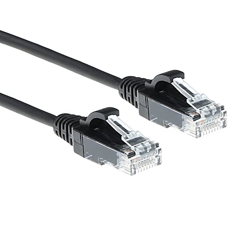ACT CAT6 Netzwerkkabel, U/UTP LSZH LAN Kabel Dünn 3.8mm Slimline, Flexibles Snagless Ethernet Kabel mit RJ45 Stecker, für den Einsatz in Datenzentren, 0.15 Meter, Schwarz – DC9930 von ACT