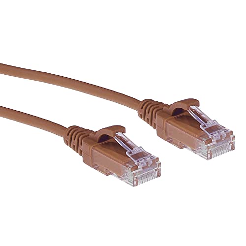 ACT CAT6 Netzwerkkabel, U/UTP LSZH LAN Kabel Dünn 3.8mm Slimline, Flexibles Snagless Ethernet Kabel mit RJ45 Stecker, für den Einsatz in Datenzentren, 0.5 Meter, Braun – DC9200 von ACT