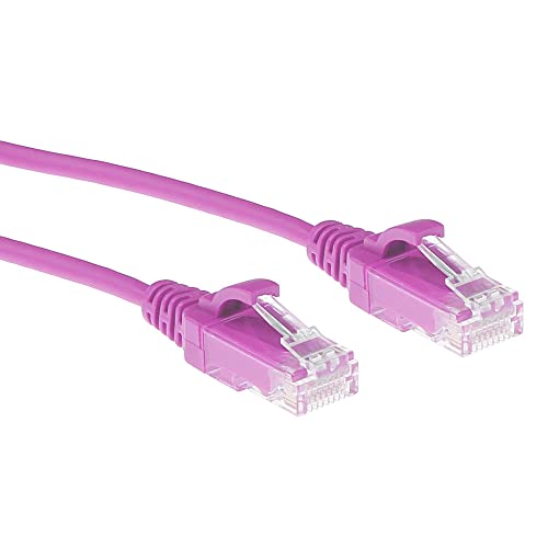 ACT CAT6 Netzwerkkabel, U/UTP LSZH LAN Kabel Dünn 3.8mm Slimline, Flexibles Snagless Ethernet Kabel mit RJ45 Stecker, für den Einsatz in Datenzentren, 1.5 Meter, Rosa – DC9451 von ACT