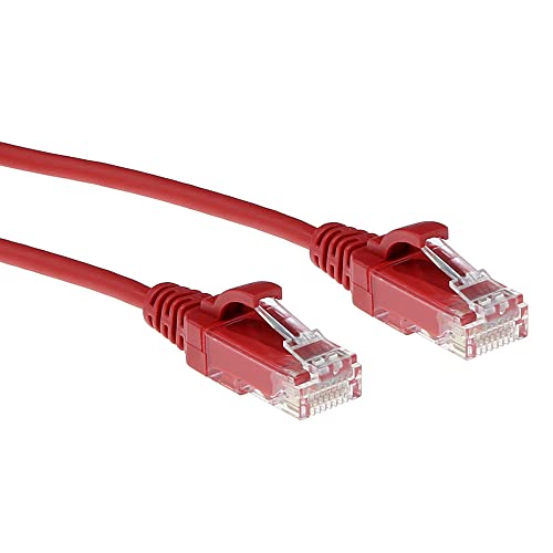 ACT CAT6 Netzwerkkabel, U/UTP LSZH LAN Kabel Dünn 3.8mm Slimline, Flexibles Snagless Ethernet Kabel mit RJ45 Stecker, für den Einsatz in Datenzentren, 10 Meter, Rot – DC9510 von ACT