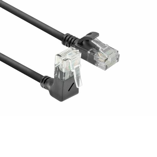 ACT CAT6A Netzwerkkabel 90° gewinkelt nach oben, U/UTP LSZH LAN Kabel Dünn 3.6mm Slimline, Flexibles Ethernet Kabel mit RJ45 Stecker, für den Einsatz in Datenzentren, 2 Meter, Nach oben DC4902 von ACT