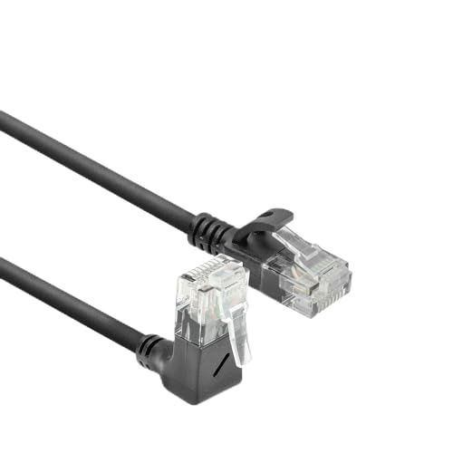 ACT CAT6A Netzwerkkabel 90° gewinkelt nach oben, U/UTP LSZH LAN Kabel Dünn 3.6mm Slimline, Flexibles Ethernet Kabel mit RJ45 Stecker, für den Einsatz in Datenzentren, 3 Meter, Nach oben von ACT