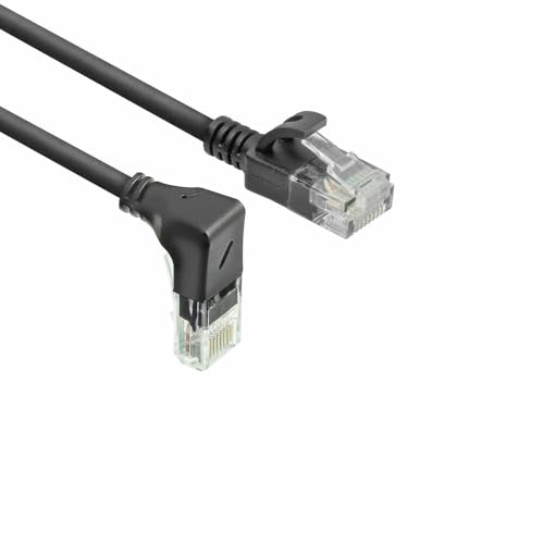 ACT CAT6A Netzwerkkabel 90° gewinkelt nach unten, U/UTP LSZH LAN Kabel Dünn 3.6mm Slimline, Flexibles Ethernet Kabel mit RJ45 Stecker, für den Einsatz in Datenzentren, 1 Meter, Nach unten DC3901 von ACT