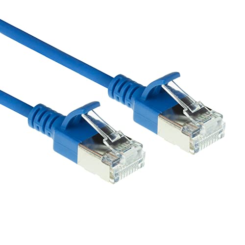 ACT CAT6a Netzwerkkabel, U/FTP LSZH LAN Kabel Dünn 3.8mm Slimline, Flexibles Snagless CAT 6a Kabel mit RJ45 Stecker, für den Einsatz in Datenzentren, 0.15 Meter, Blau – DC7630 von ACT