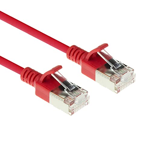 ACT CAT6a Netzwerkkabel, U/FTP LSZH LAN Kabel Dünn 3.8mm Slimline, Flexibles Snagless CAT 6a Kabel mit RJ45 Stecker, für den Einsatz in Datenzentren, 0.15 Meter, Rot – DC7530 von ACT