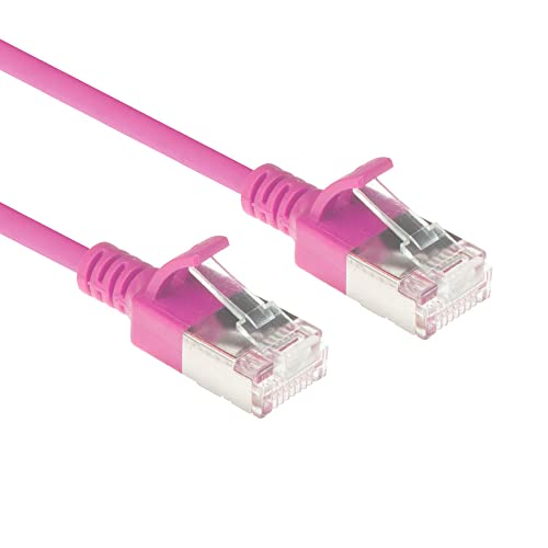 ACT CAT6a Netzwerkkabel, U/FTP LSZH LAN Kabel Dünn 3.8mm Slimline, Flexibles Snagless CAT 6a Kabel mit RJ45 Stecker, für den Einsatz in Datenzentren, 0.5 Meter, Rosa – DC7400 von ACT