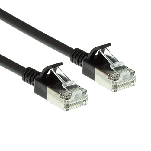 ACT CAT6a Netzwerkkabel, U/FTP LSZH LAN Kabel Dünn 3.8mm Slimline, Flexibles Snagless CAT 6a Kabel mit RJ45 Stecker, für den Einsatz in Datenzentren, 1 Meter, Schwarz – DC7901 von ACT