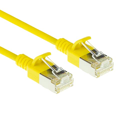 ACT CAT6a Netzwerkkabel, U/FTP LSZH LAN Kabel Dünn 3.8mm Slimline, Flexibles Snagless CAT 6a Kabel mit RJ45 Stecker, für den Einsatz in Datenzentren, 10 Meter, Gelb – DC7810 von ACT