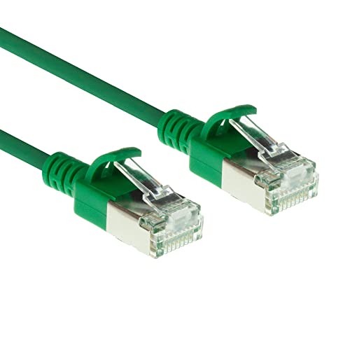 ACT CAT6a Netzwerkkabel, U/FTP LSZH LAN Kabel Dünn 3.8mm Slimline, Flexibles Snagless CAT 6a Kabel mit RJ45 Stecker, für den Einsatz in Datenzentren, 10 Meter, Grün – DC7710 von ACT