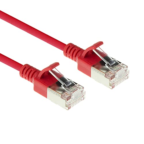 ACT CAT6a Netzwerkkabel, U/FTP LSZH LAN Kabel Dünn 3.8mm Slimline, Flexibles Snagless CAT 6a Kabel mit RJ45 Stecker, für den Einsatz in Datenzentren, 10 Meter, Rot – DC7510 von ACT