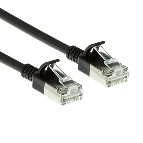 ACT CAT6a Netzwerkkabel, U/FTP LSZH LAN Kabel Dünn 3.8mm Slimline, Flexibles Snagless CAT 6a Kabel mit RJ45 Stecker, für den Einsatz in Datenzentren, 10 Meter, Schwarz – DC7910 von ACT