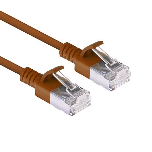 ACT CAT6a Netzwerkkabel, U/FTP LSZH LAN Kabel Dünn 3.8mm Slimline, Flexibles Snagless CAT 6a Kabel mit RJ45 Stecker, für den Einsatz in Datenzentren, 2 Meter, Braun – DC7202 von ACT
