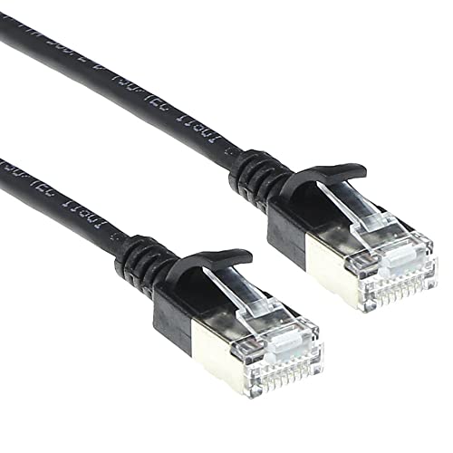 ACT CAT6a Netzwerkkabel, U/FTP LSZH LAN Kabel Dünn 3.8mm Slimline, Flexibles Snagless CAT 6a Kabel mit RJ45 Stecker, für den Einsatz in Datenzentren, 2 Meter, Schwarz – DC7902 von ACT