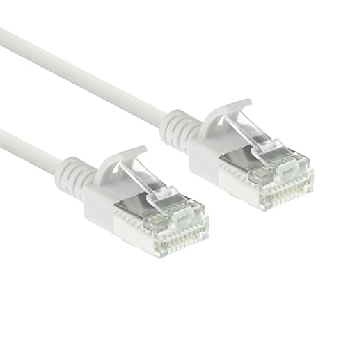 ACT CAT6a Netzwerkkabel, U/FTP LSZH LAN Kabel Dünn 3.8mm Slimline, Flexibles Snagless CAT 6a Kabel mit RJ45 Stecker, für den Einsatz in Datenzentren, 2 Meter, Weiß – DC6902 von ACT