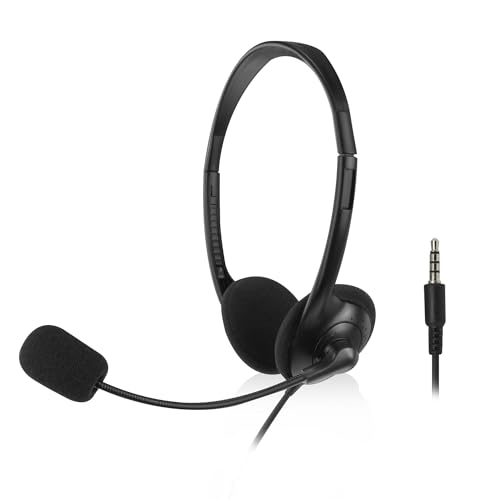 ACT Headset PC mit Mikrofon, On Ear Kopfhörer, 3.5mm Klinkenstecker, Kabellänge 2m – AC9330 von ACT