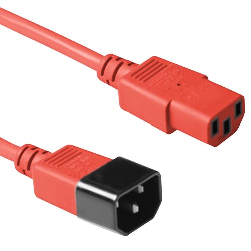 ACT Kaltgerätekabel 0.6m, C13 zu C14 Kaltgerätekabel Verlängerung, IEC Stecker zu Buchse 3 Pin -AK5104 Rot von ACT