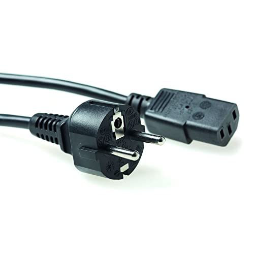 ACT Kaltgerätekabel 1.5m, C13 Kabel, PC Stromkabel, CEE 7/7 Schutzkontakt auf C13 3 Pin – AK5014 Schwarz von ACT