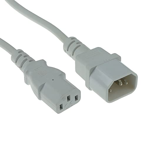 ACT Kaltgerätekabel 1.8m, C13 auf C14 Kaltgerätekabel Verlängerung, IEC Stecker auf Buchse 3 Pin - AK5245 Weiß von ACT